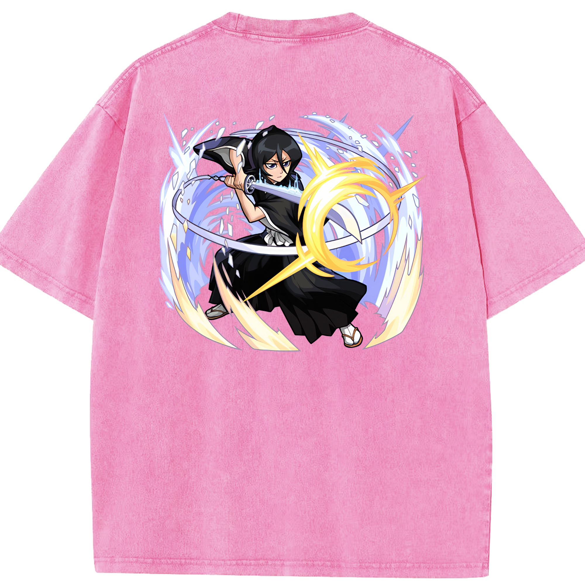 （画像用） ブリーチ 朽木ルキア BLEACH Kuchiki Rukia 綿100% ヴィンテージ風 半袖Tシャツ（背面プリント）